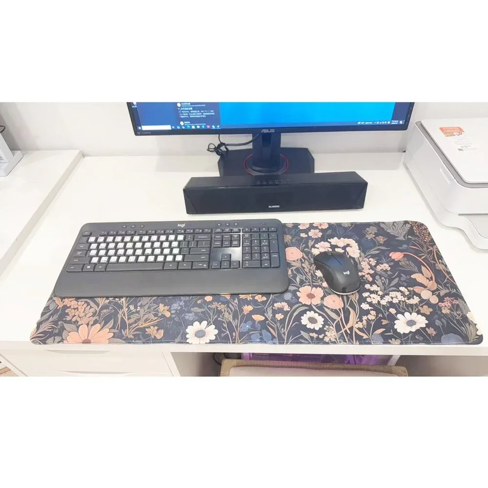 31x 11.5'' Vintage Dark Floral Extended Mouse Pad for Home Office
